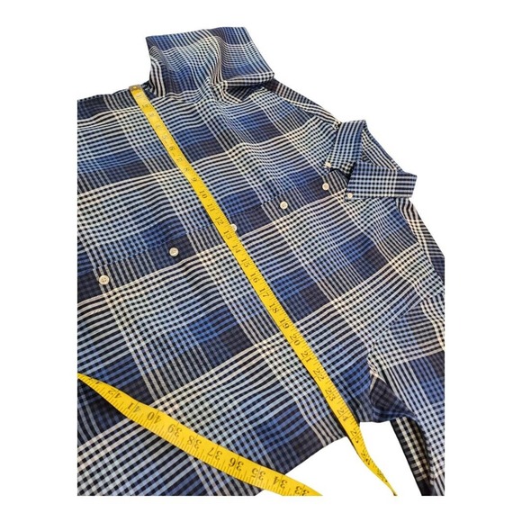 Roundtree & Yorke Mens Shirt Size Large Plaid Button down Long Sleeve Blue - Picture 8 of 11